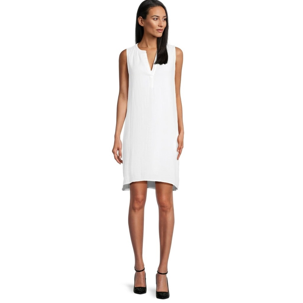 Time and Tru Women's Cotton Sleeveless Double Cloth Dress in white size small